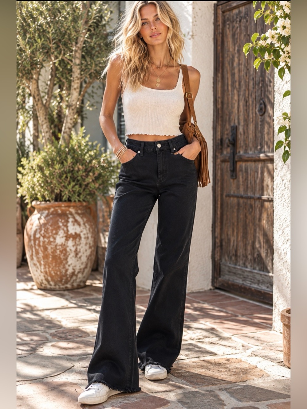 Lavender J Black High Rise Flare Jeans Raw Hem Tall 34” Inseam